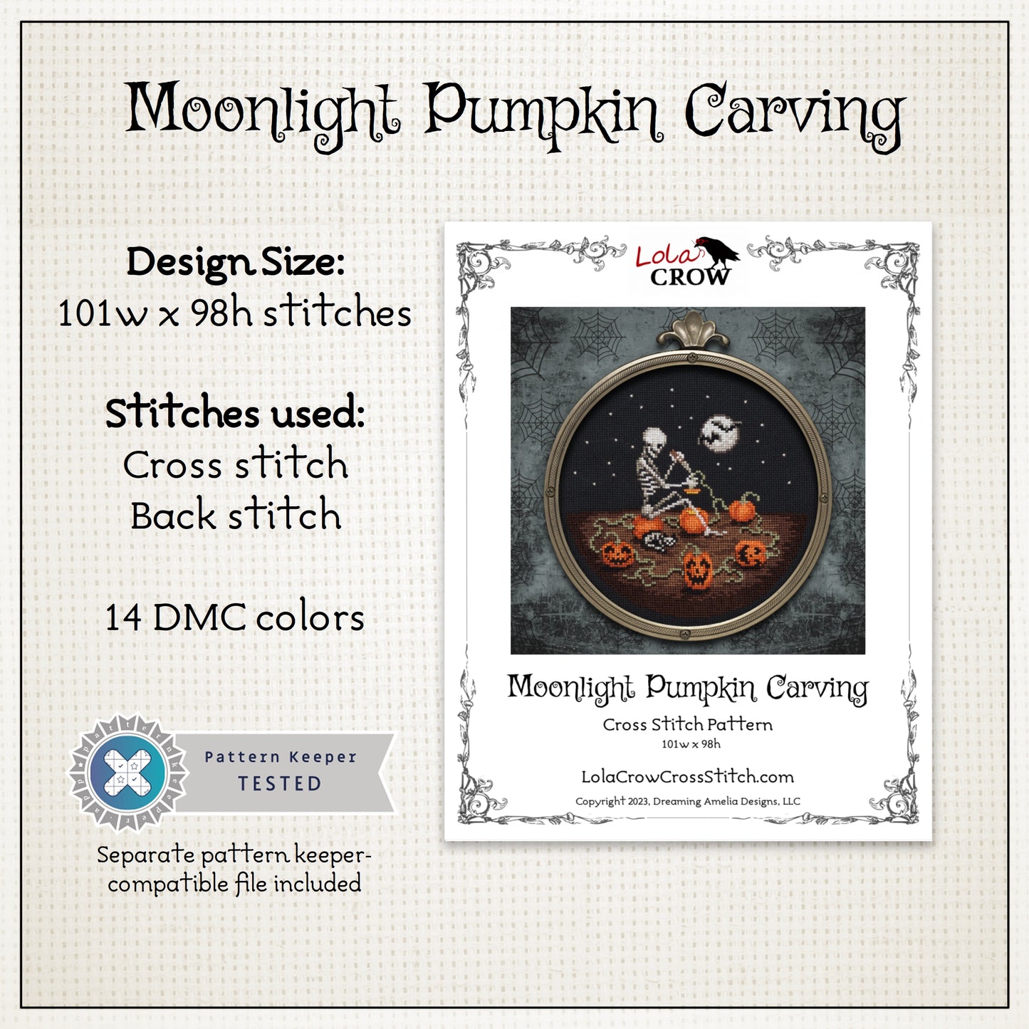 Moonlight Pumpkin Carving - Digital PDF Cross Stitch Pattern