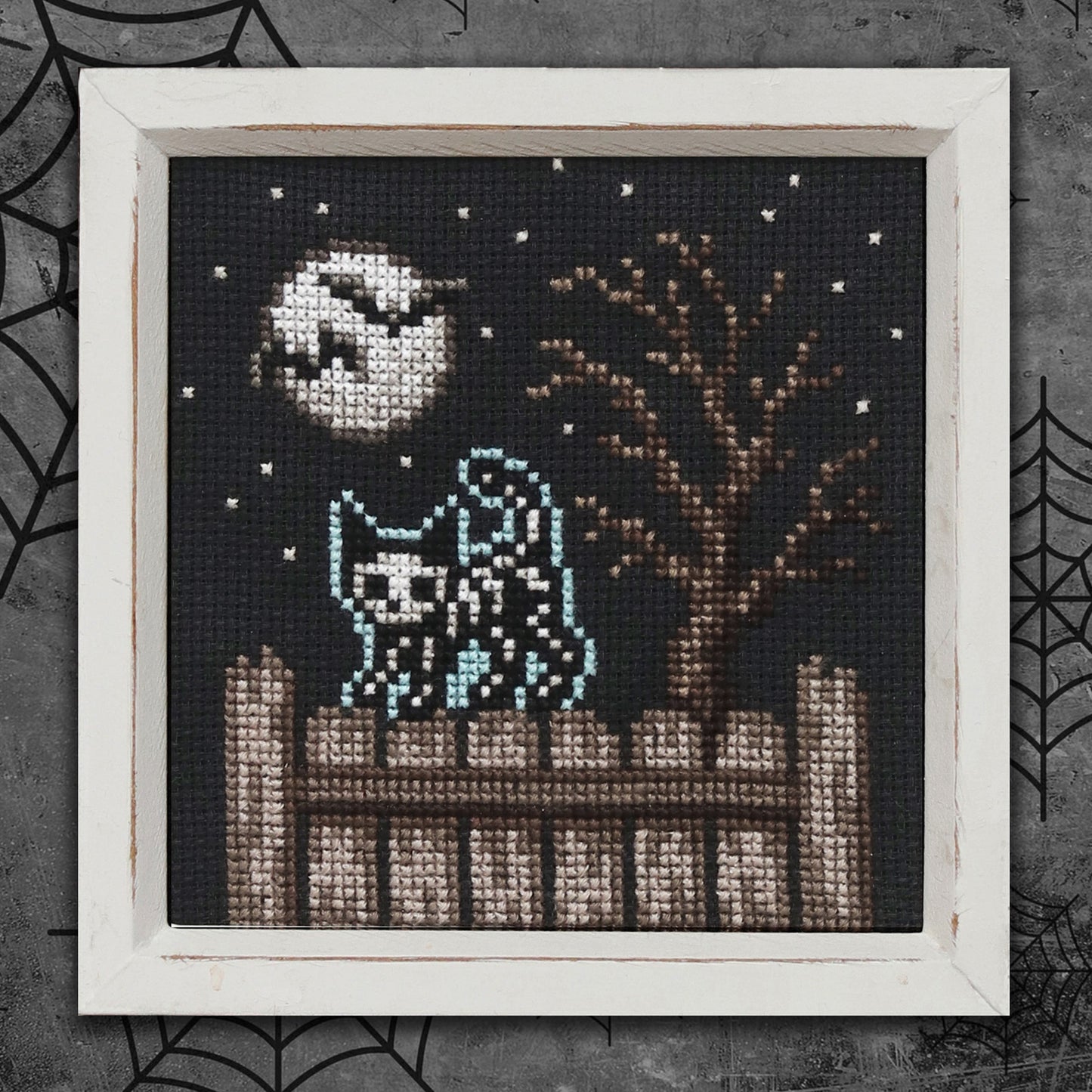 Skelecat in the Moonlight - Digital PDF Cross Stitch Pattern