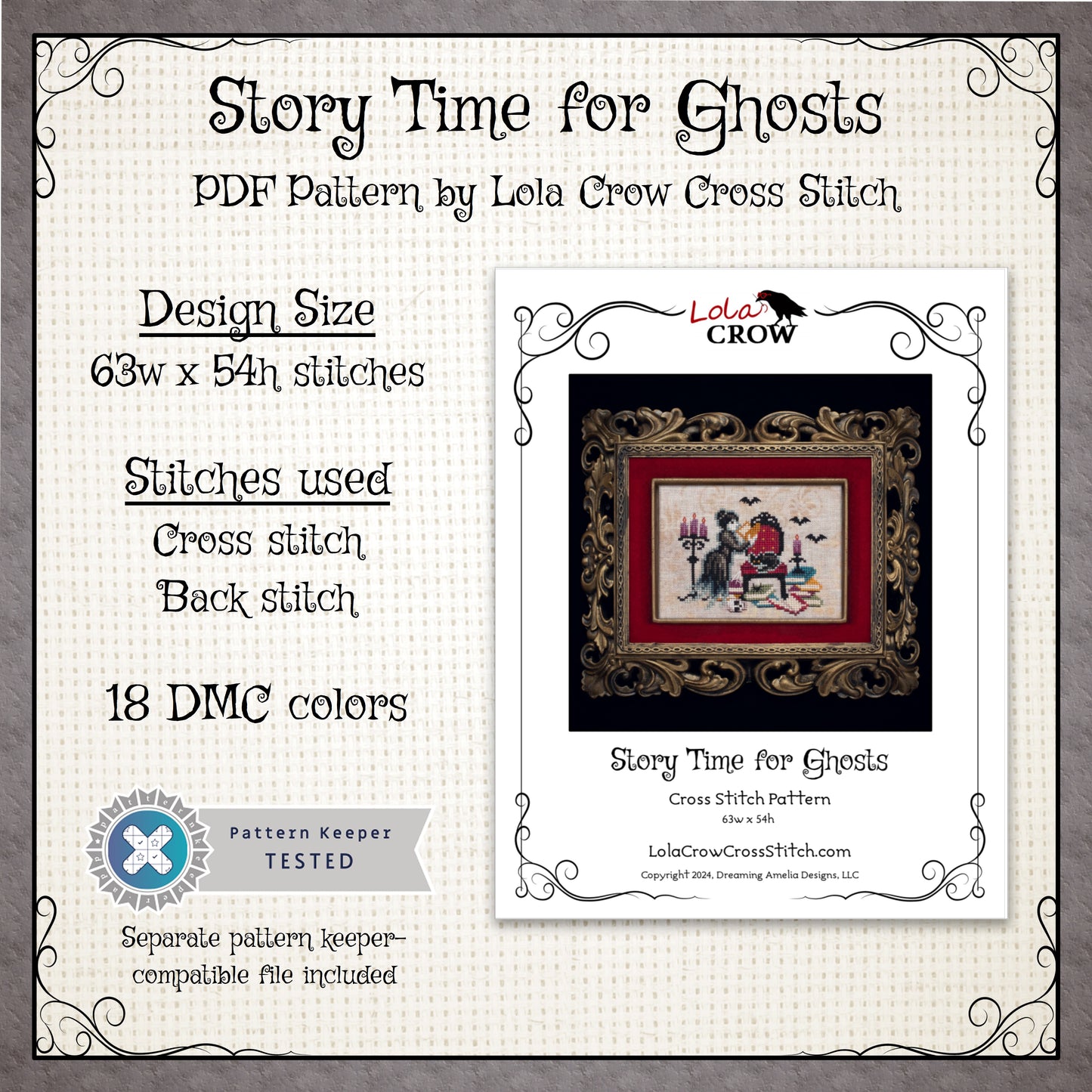 Story Time for Ghosts - Digital PDF Cross Stitch Pattern