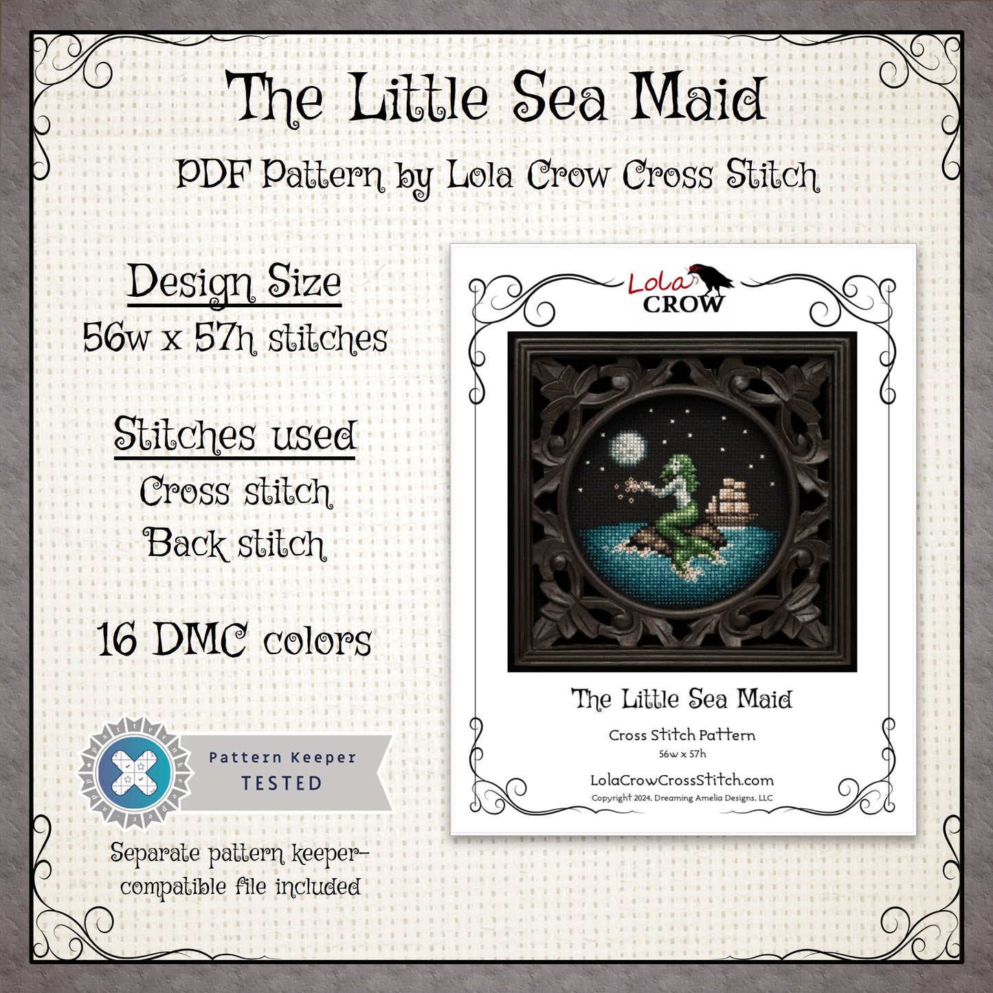 The Little Sea Maid - Digital PDF Cross Stitch Pattern