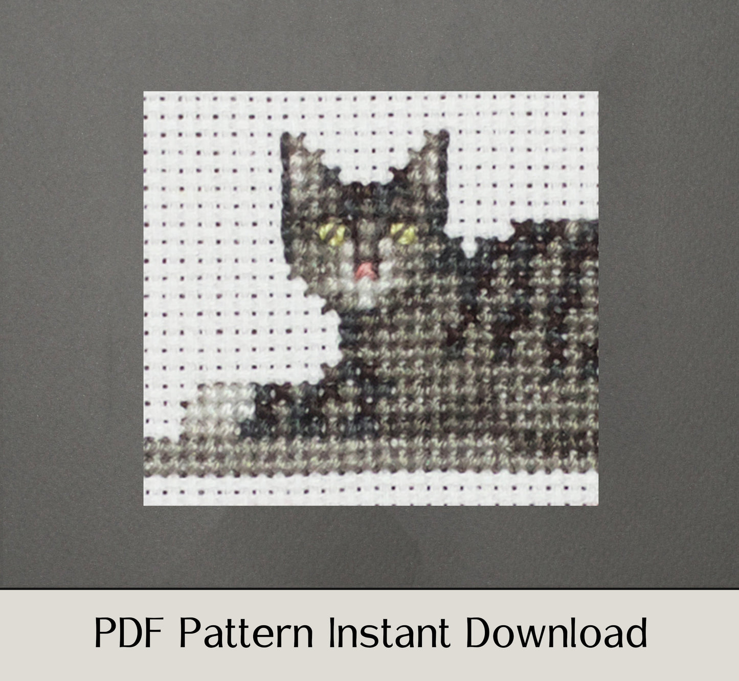 Cat, Books and Cacti - Digital PDF Cross Stitch Pattern