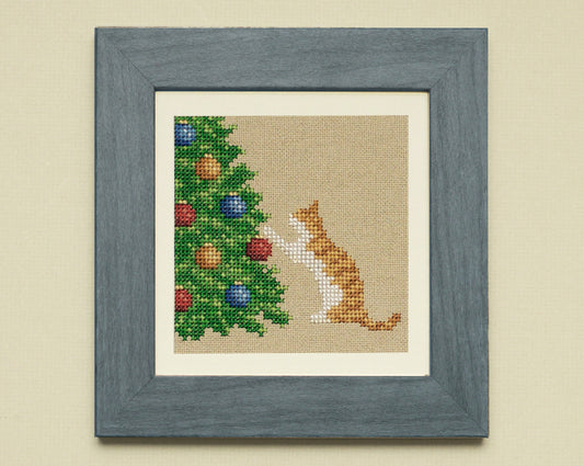 Cat and Christmas Tree - Digital PDF Cross Stitch Pattern