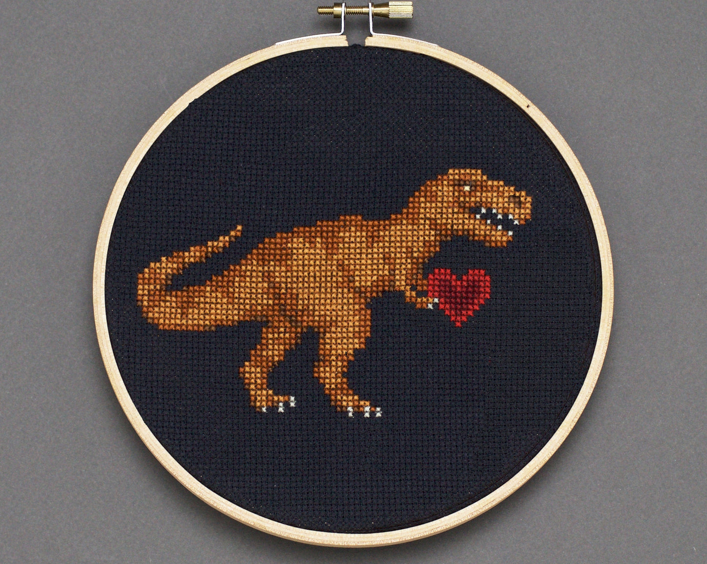 T Rex Valentine - Digital PDF Cross Stitch Pattern