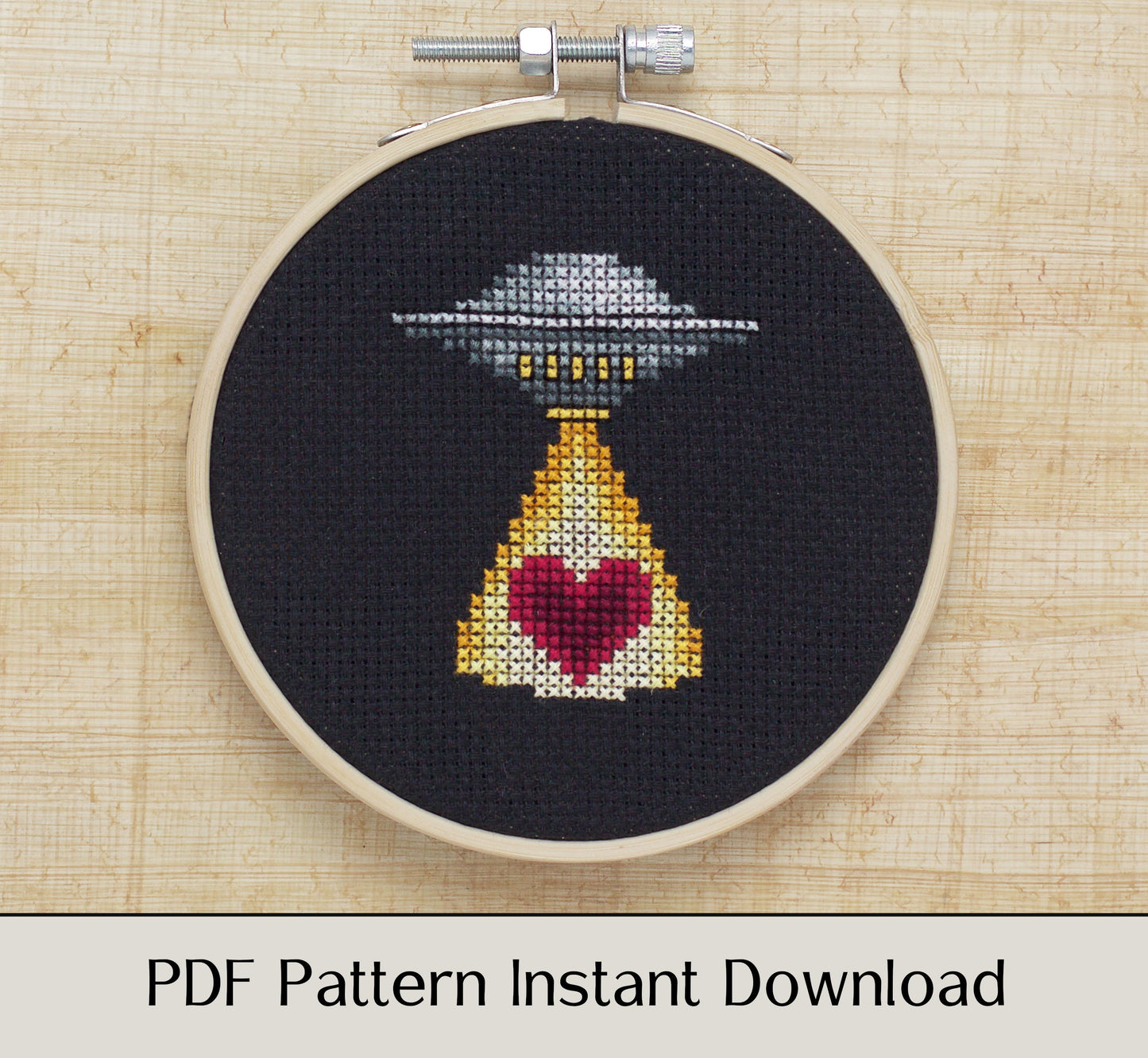 UFO Valentine - Digital PDF Cross Stitch Pattern