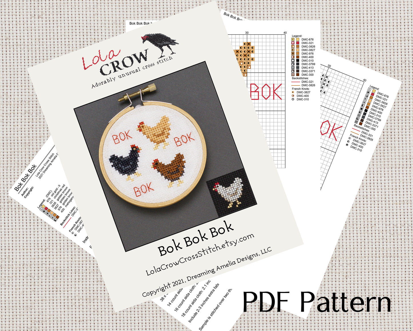 Bok, Bok, Bok - Digital PDF Cross Stitch Pattern