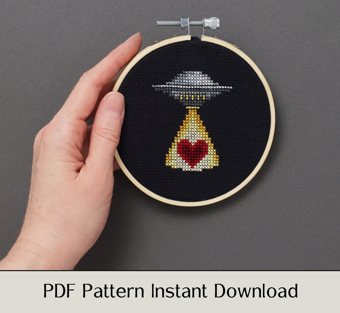 UFO Valentine - Digital PDF Cross Stitch Pattern