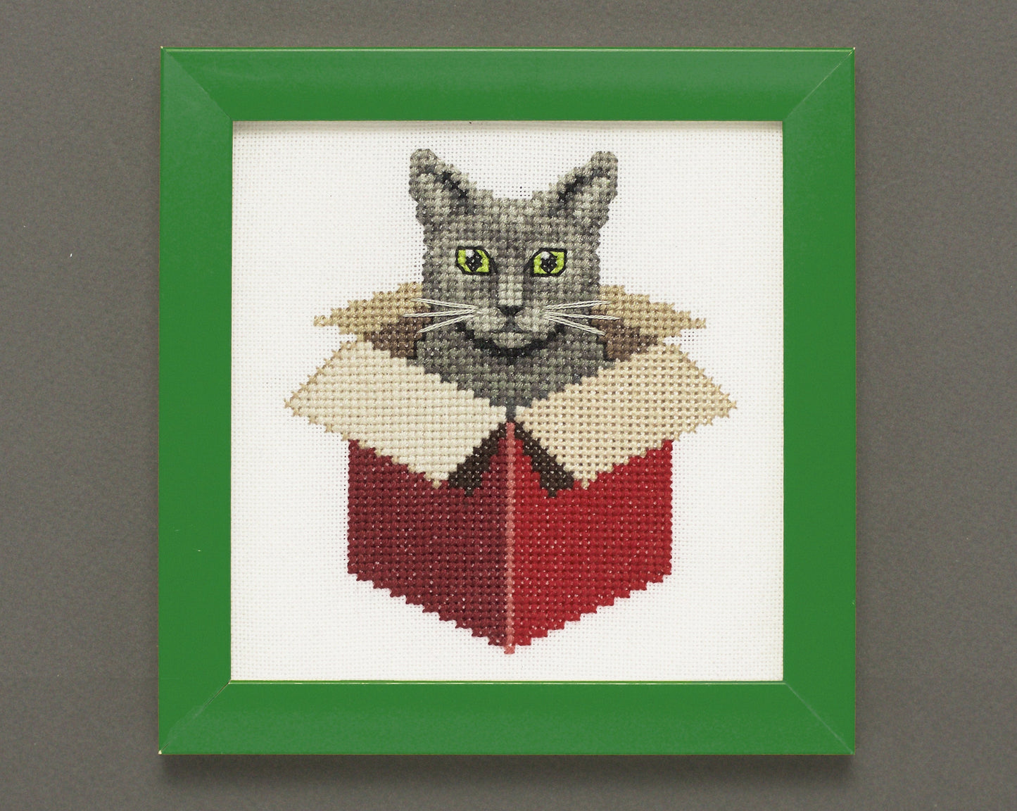 Just a Cat in a Box: Gray - Digital PDF Cross Stitch Pattern