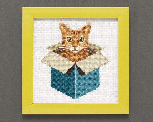 Just a Cat in a Box: Orange Tabby - Digital PDF Cross Stitch Pattern