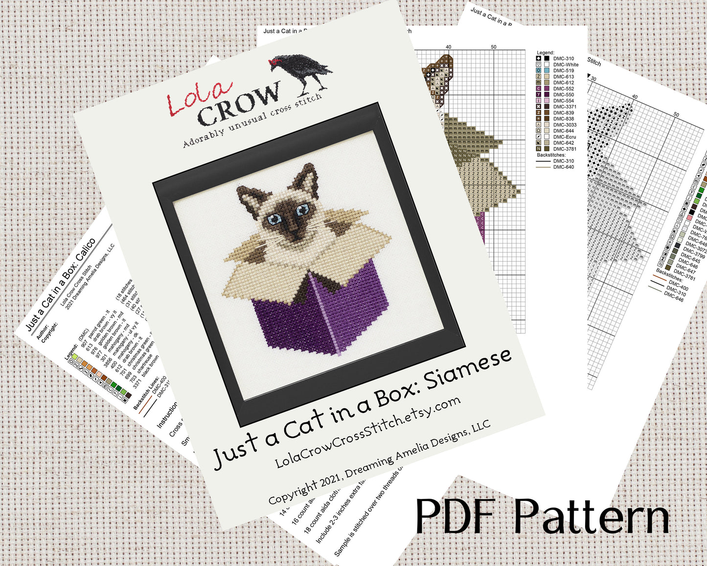 Just a Cat in a Box: Siamese - Digital PDF Cross Stitch Pattern