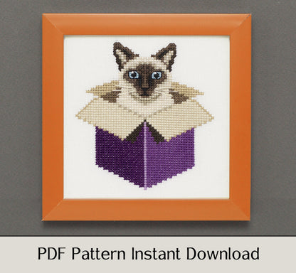 Just a Cat in a Box, 6 Cat Collection - Digital PDF Cross Stitch Pattern
