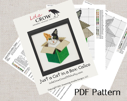 Just a Cat in a Box, 6 Cat Collection - Digital PDF Cross Stitch Pattern