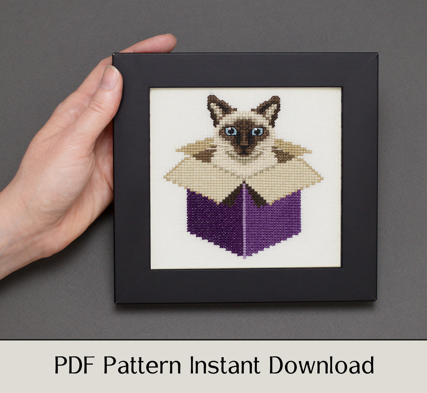 Just a Cat in a Box: Siamese - Digital PDF Cross Stitch Pattern