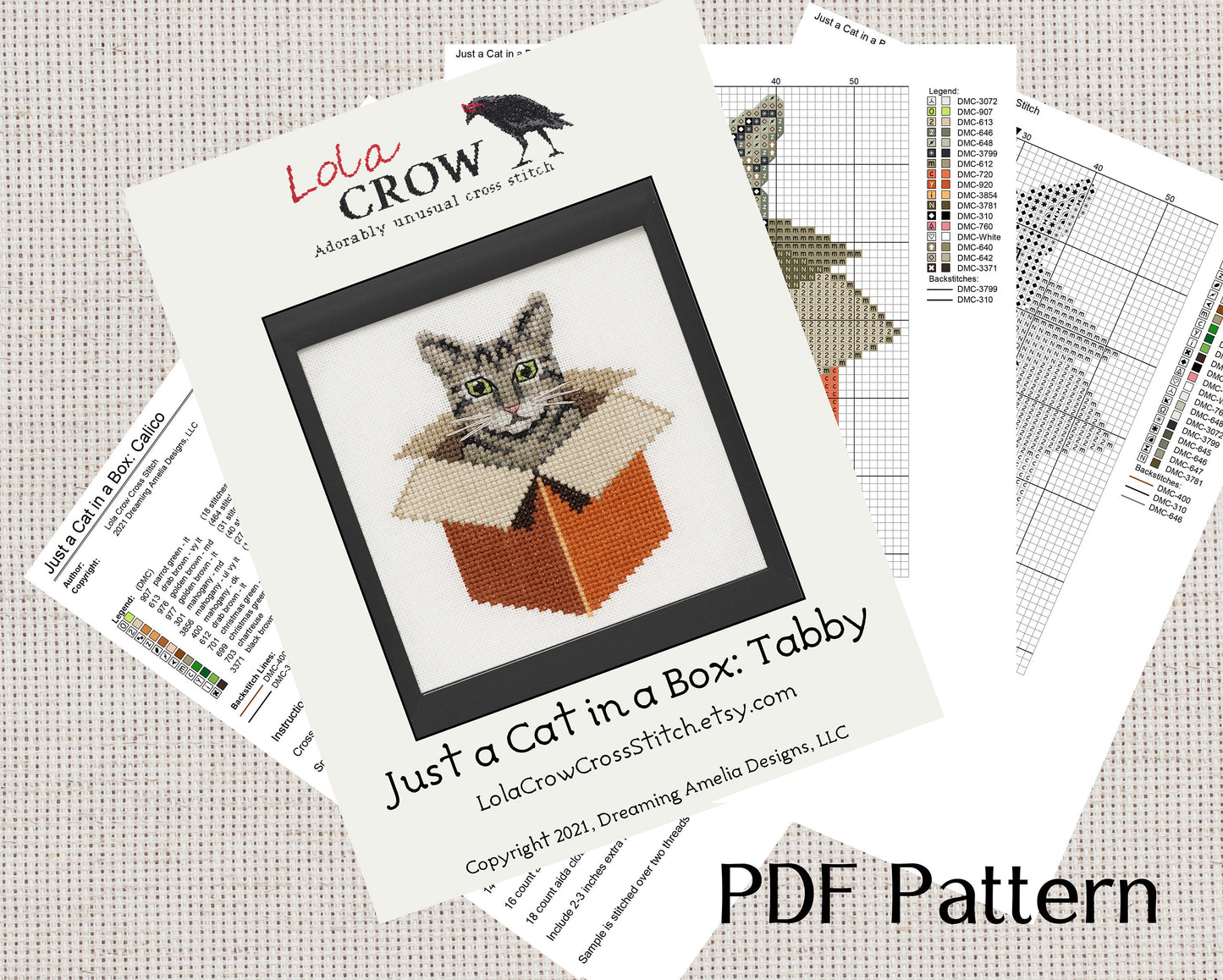 Just a Cat in a Box: Tabby - Digital PDF Cross Stitch Pattern