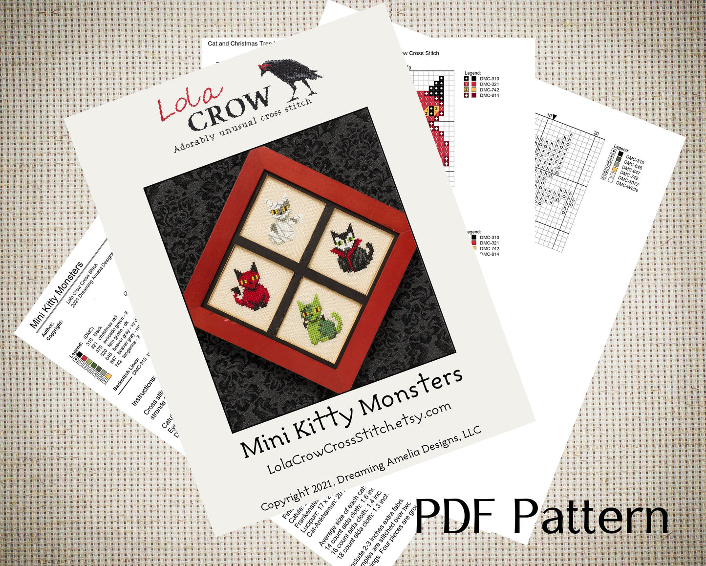 Mini Kitty Monsters - Digital PDF Cross Stitch Pattern