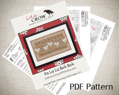 Fa La La Bok Bok - Digital PDF Cross Stitch Pattern