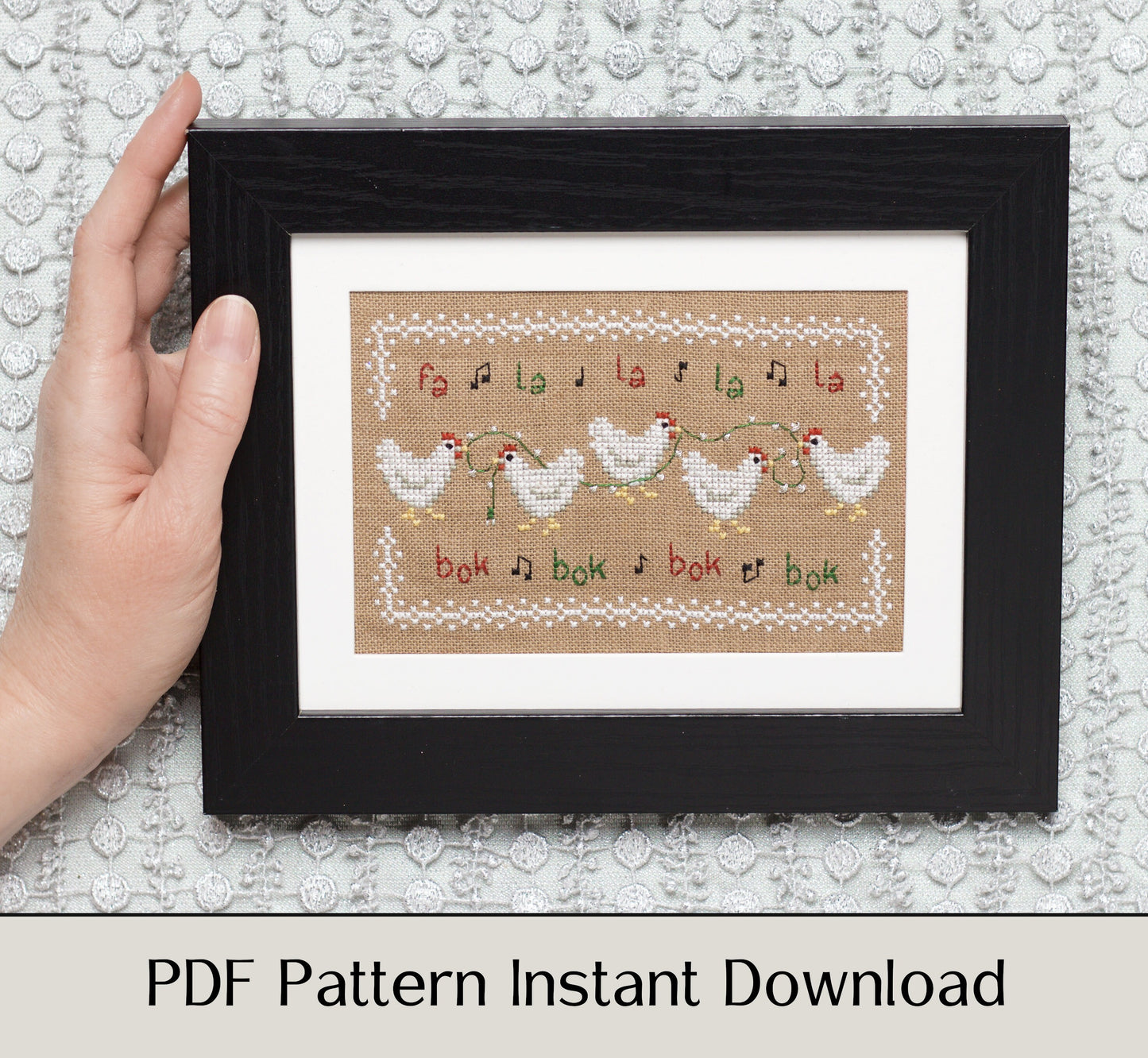 Fa La La Bok Bok - Digital PDF Cross Stitch Pattern