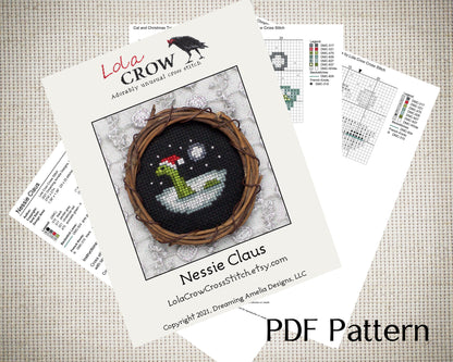 Nessie Claus - Digital PDF Cross Stitch Pattern