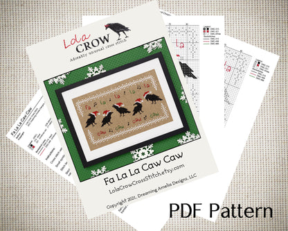 Fa La La Caw Caw - Digital PDF Cross Stitch Pattern