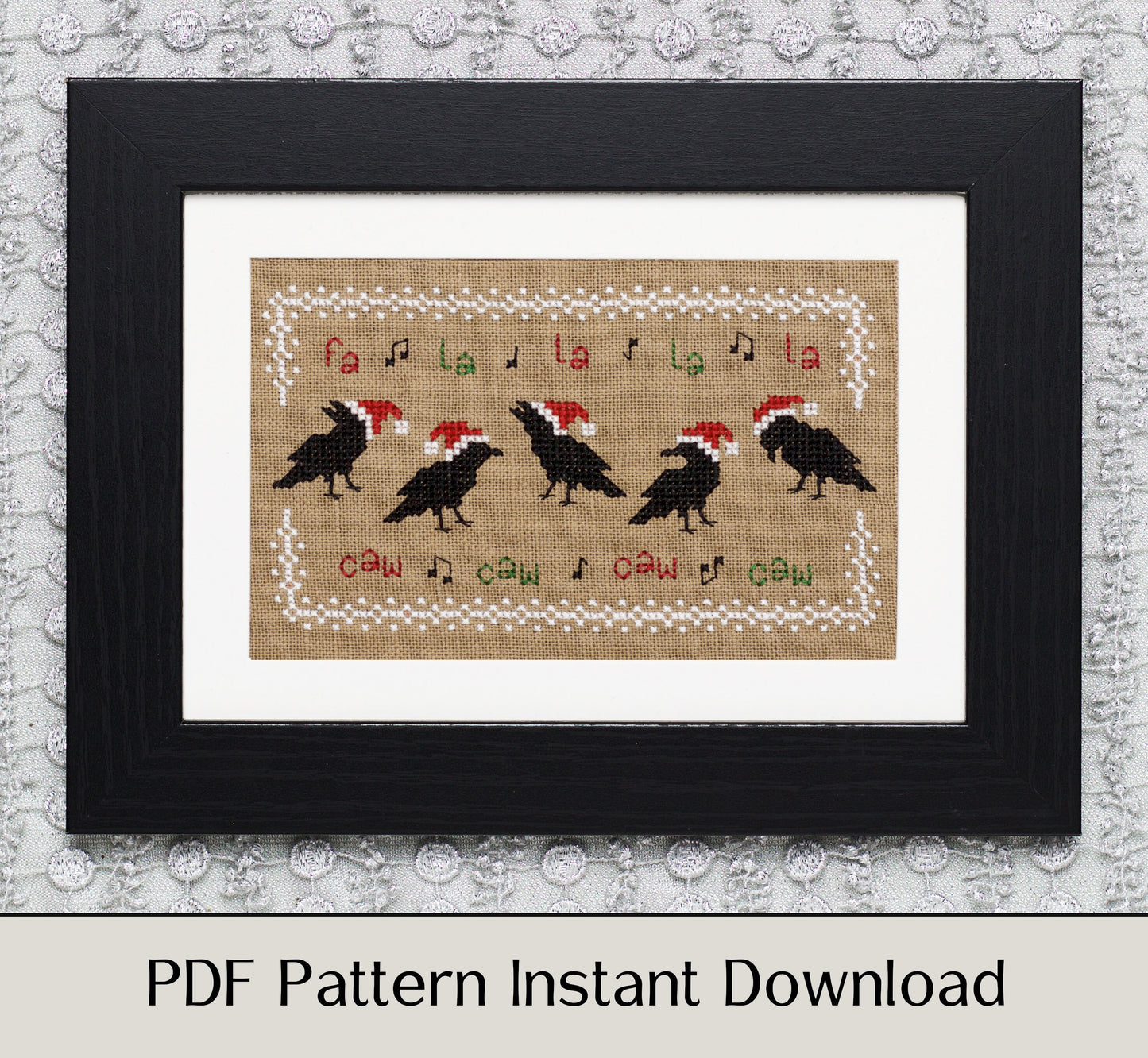 Fa La La Caw Caw - Digital PDF Cross Stitch Pattern