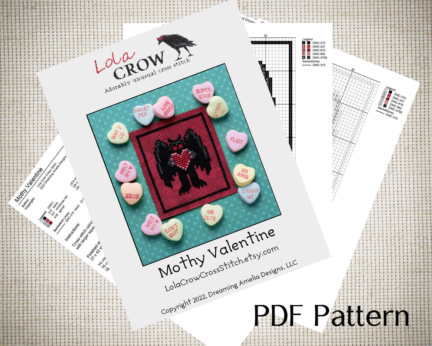 Mothy Valentine - Digital PDF Cross Stitch Pattern