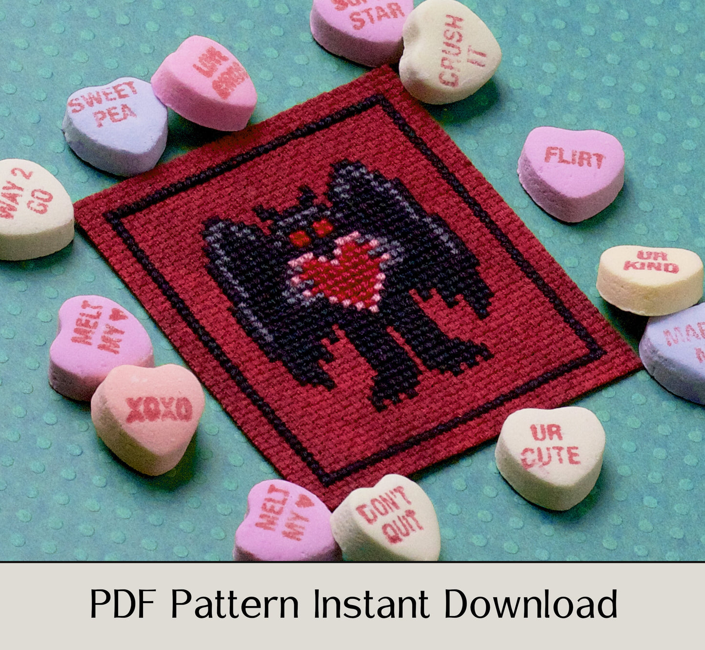 Mothy Valentine - Digital PDF Cross Stitch Pattern