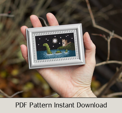 Moonlight Nessie - Digital PDF Cross Stitch Pattern
