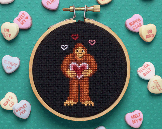 Bigfoot Valentine - Digital PDF Cross Stitch Pattern