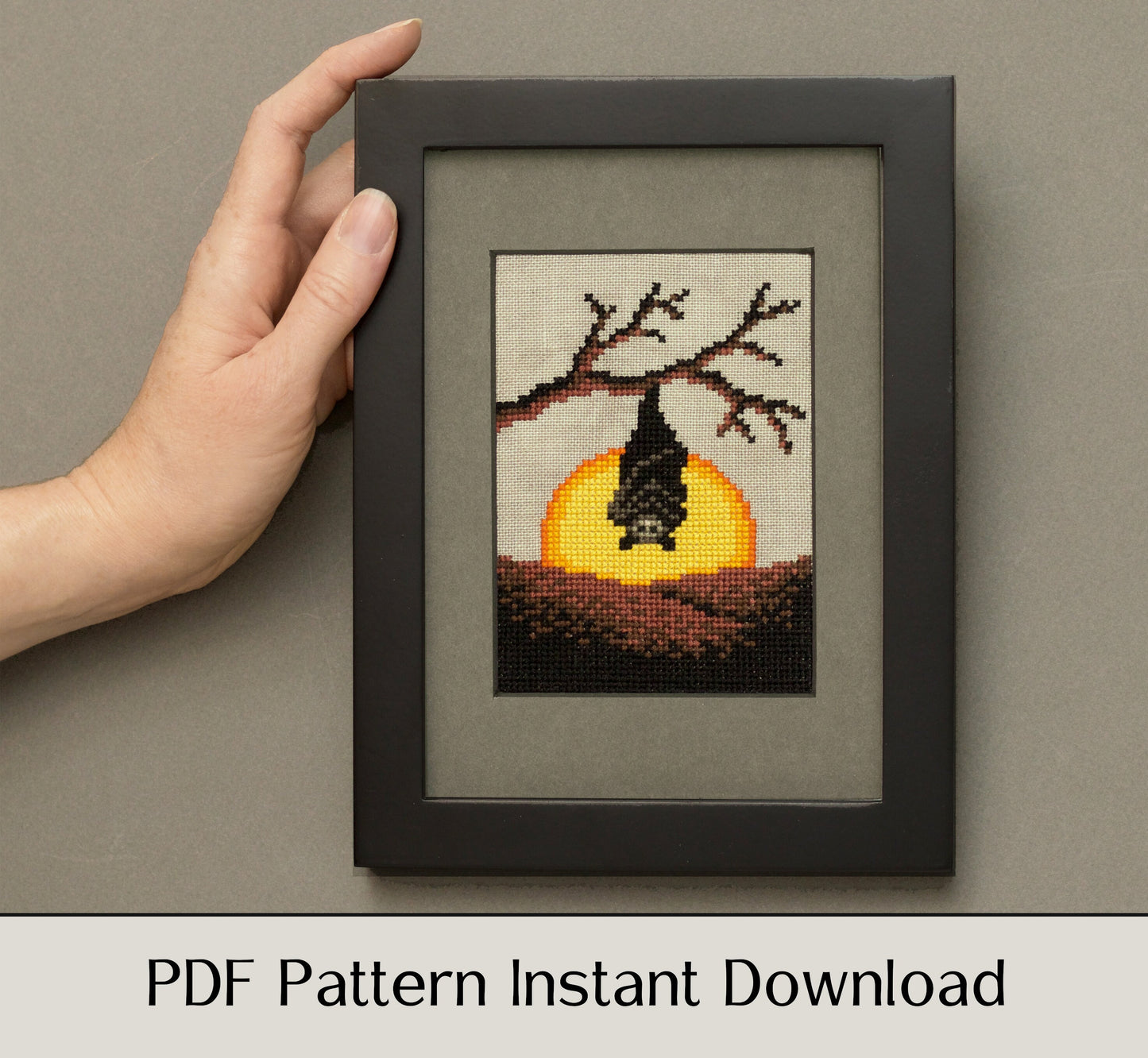 Sunset Fruit Bat - Digital PDF Cross Stitch Pattern