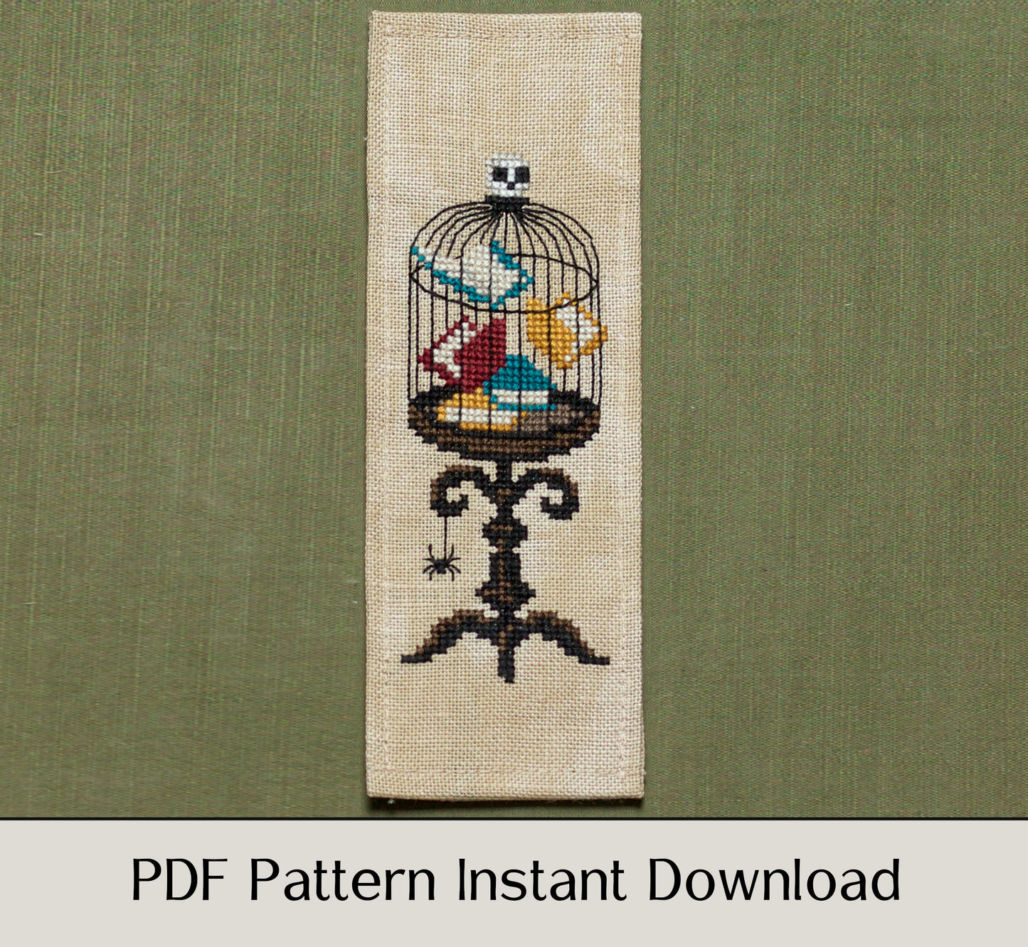 The Bookcage Bookmark - Digital PDF Cross Stitch Pattern