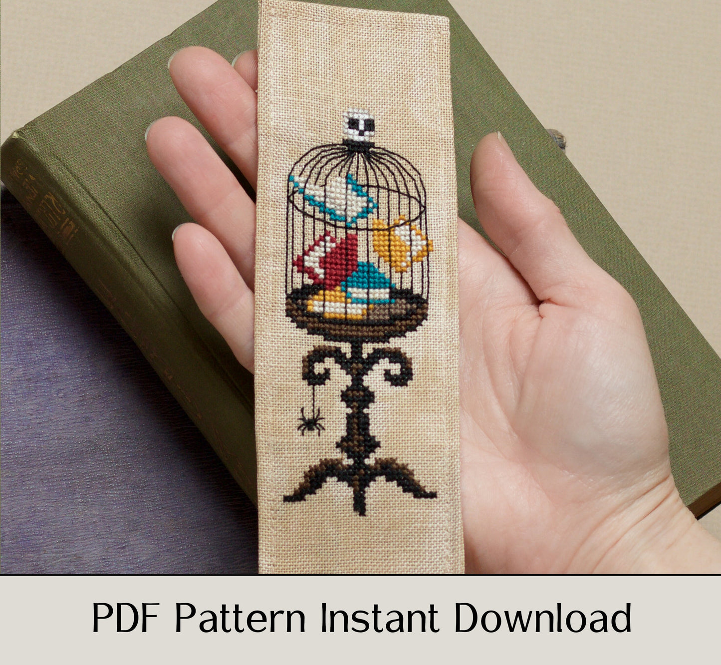 The Bookcage Bookmark - Digital PDF Cross Stitch Pattern