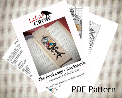 The Bookcage Bookmark - Digital PDF Cross Stitch Pattern