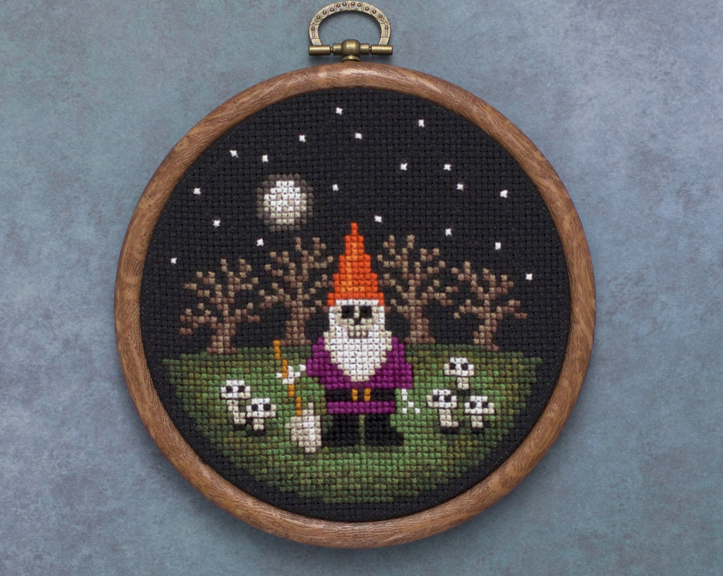 Skelegnome and the Mushrooms - Digital PDF Cross Stitch Pattern